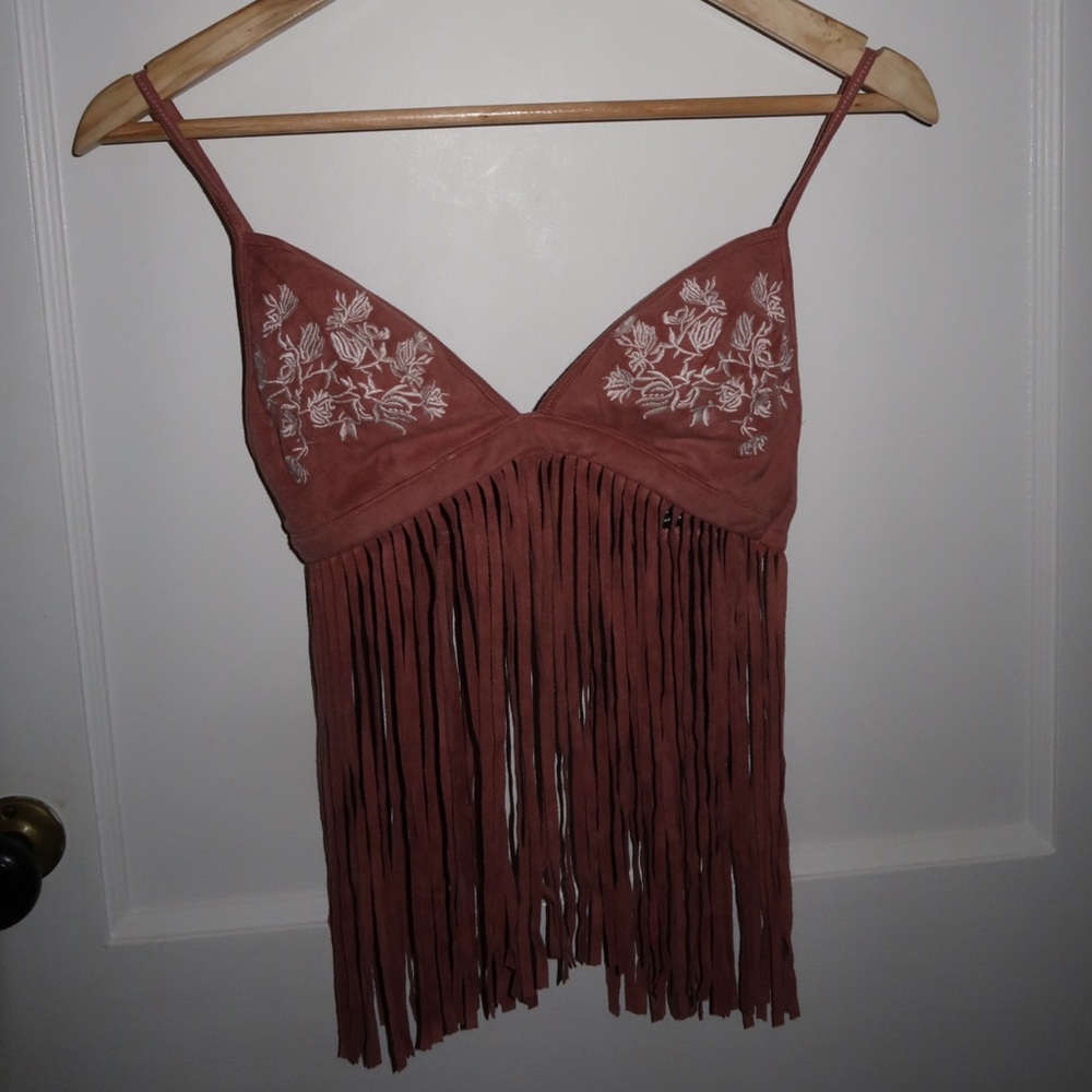 Forever 21 mauve fringe top